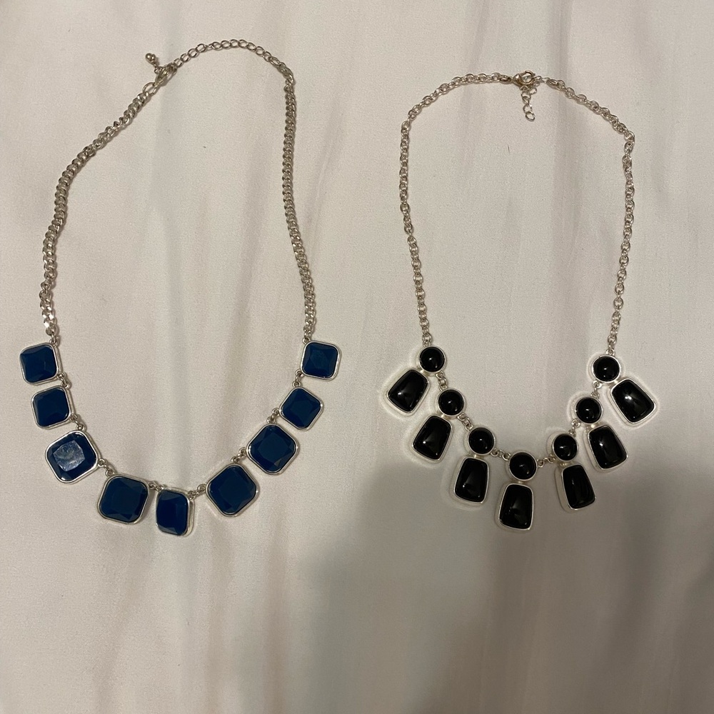 Elegant Blue and Black Necklace Set